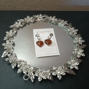 EXQUISITE Genuine Baltic Amber Sterling Silver Leverback Earings